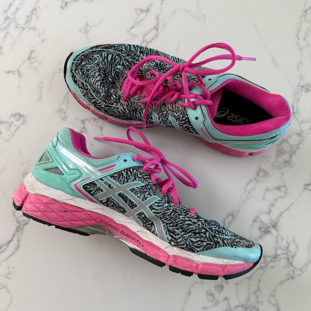 ASICS Gel-Kayano 22 Lite-Show Running Shoe - Aqua / Silver / Pink - Size 11
